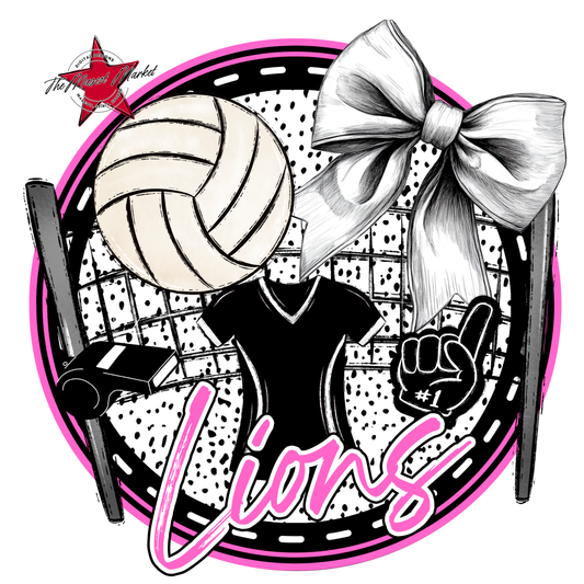 Lions Circle Volleyball Design-Baby Pink