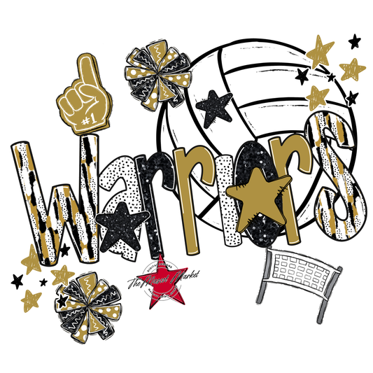 Warriors Volleyball Scrape-Gold