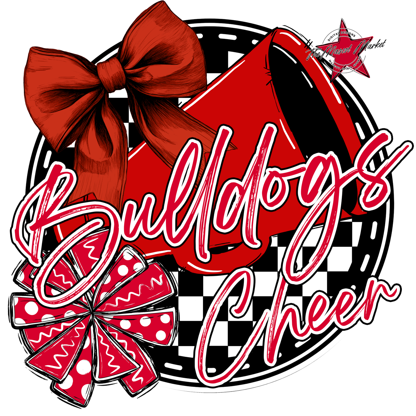 Bulldogs Circle Cheer Design-Red