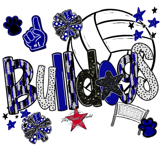 Bulldogs Volleyball Scrape-Blue