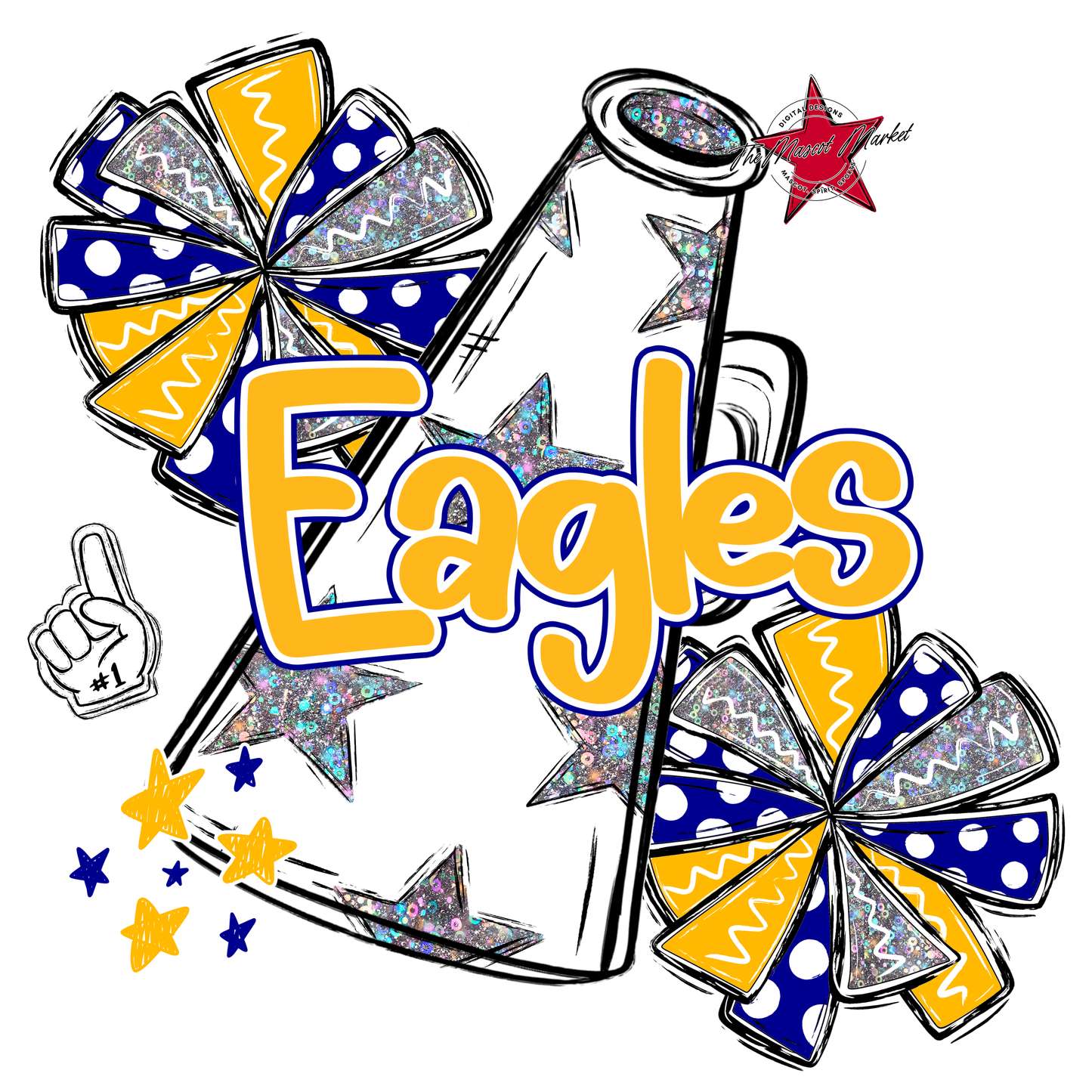 Eagles Alpha Cheer Megaphone-Blue-Yellow