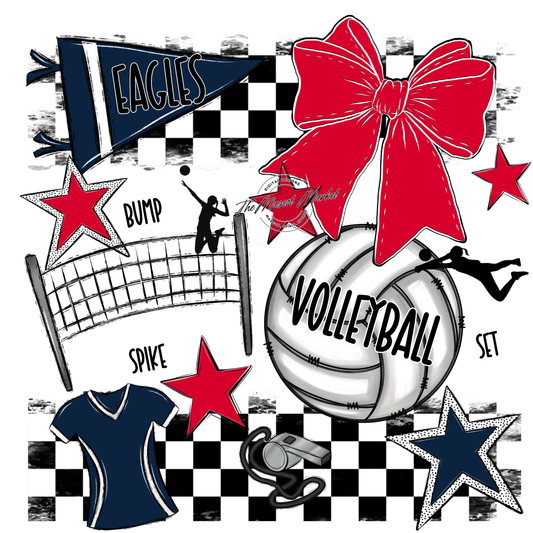 Eagles Volleyball Checkers Design-Navy-Red