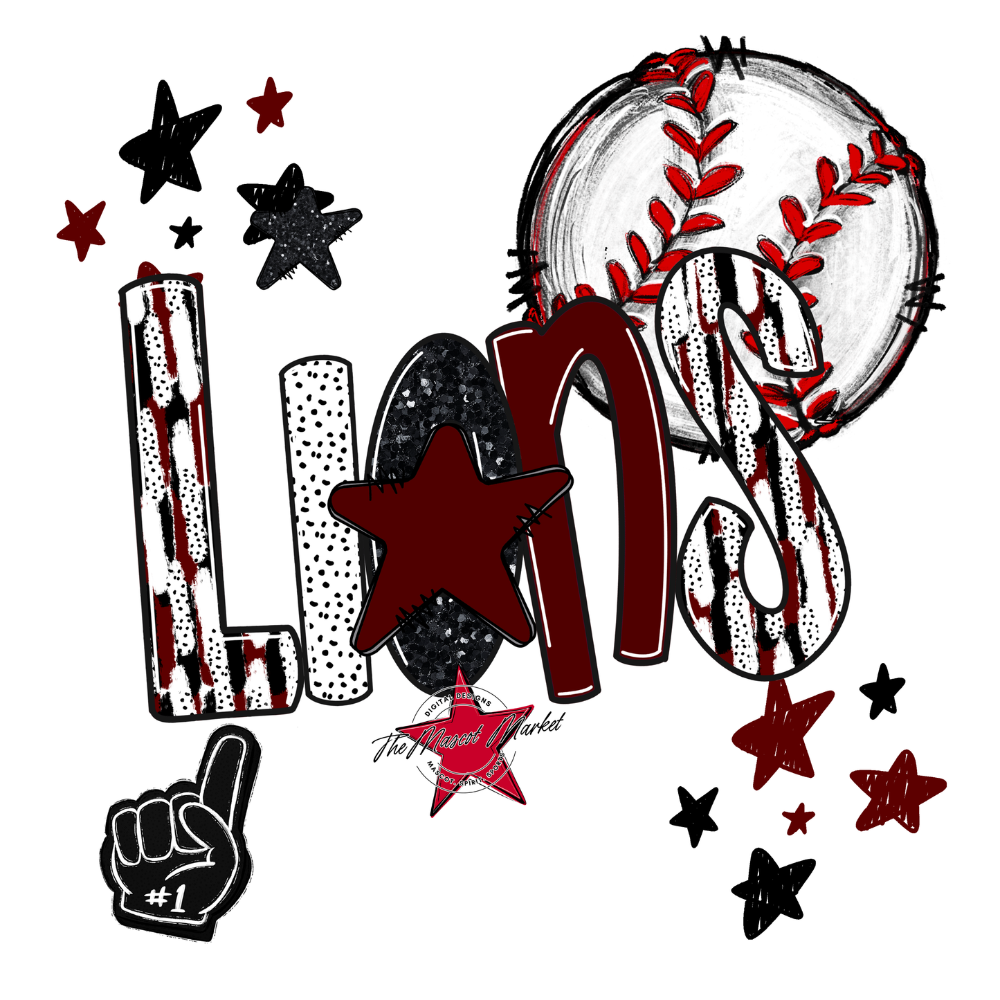 Lions Baseball Scrape-Maroon