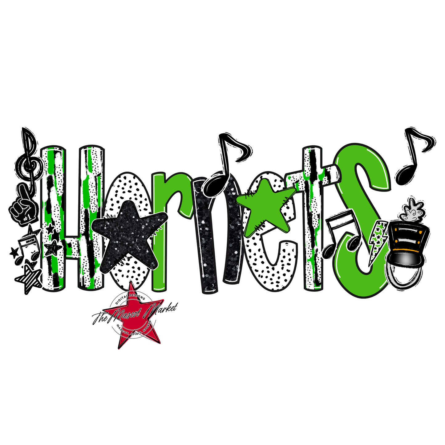 Hornets Band Scrape-Bright Green