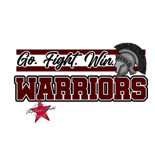 Warriors Go Fight Win Mascot Lines-Maroon
