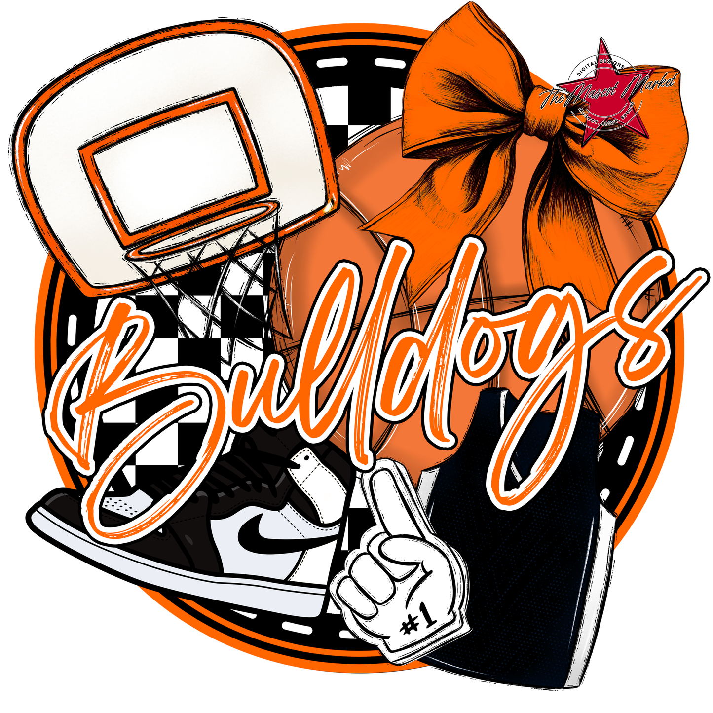 Bulldogs Circle Basketball Design-Orange
