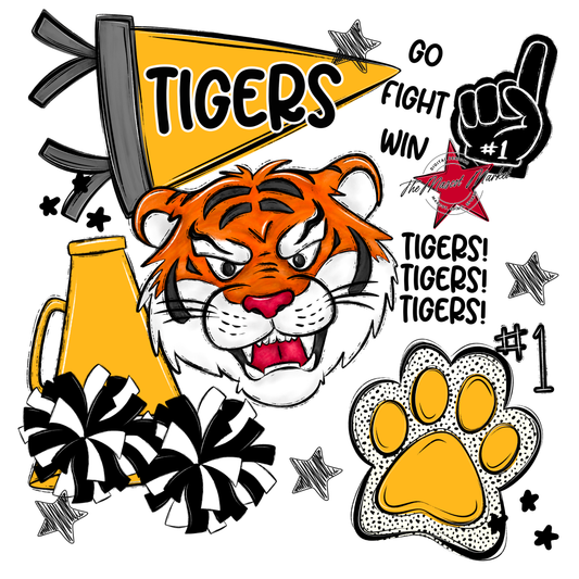 Tigers Mascot Spirit Design 2-Yellow