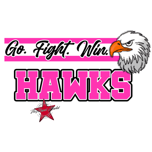Hawks Go Fight Win Mascot Lines-Pink