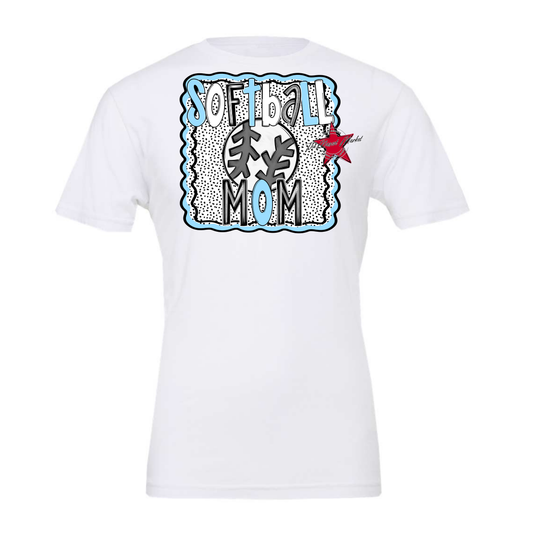 Softball Mom Dot Design-Columbia Blue