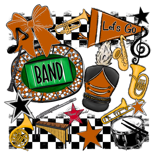 Band Checkers Spirit Design-Burnt Orange