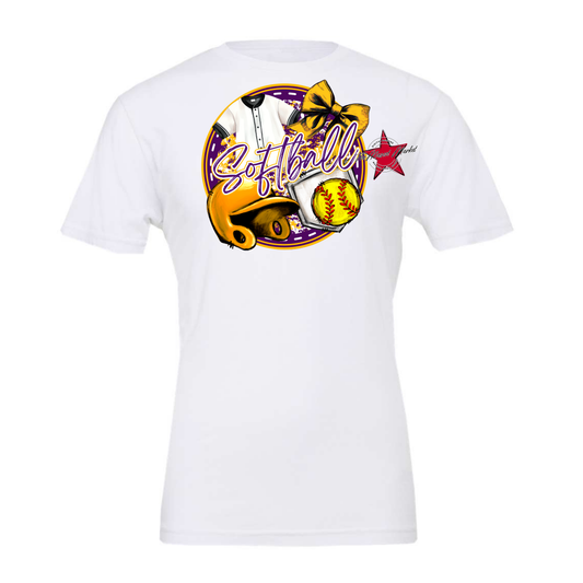 Circle Softball Design-Purple-Yellow