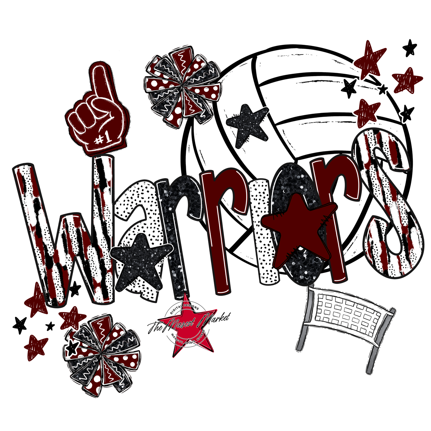 Warriors Volleyball Scrape-Maroon