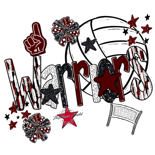 Warriors Volleyball Scrape-Maroon