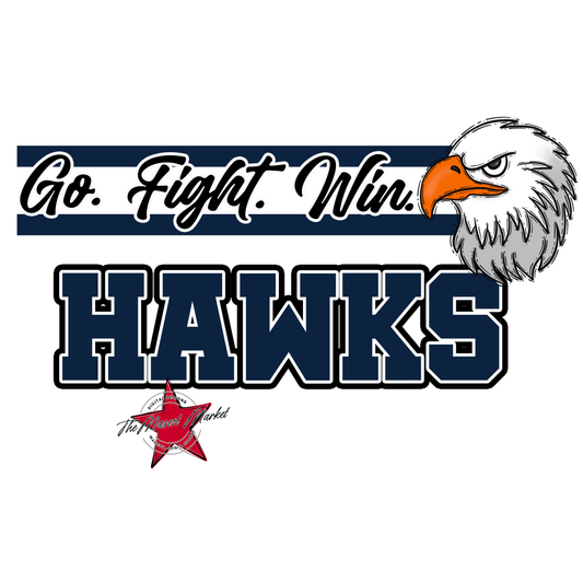 Hawks Go Fight Win Mascot Lines-Navy