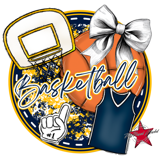 Circle Basketball Design-Navy-Yellow
