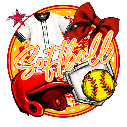 Circle Softball Design-Red-Yellow