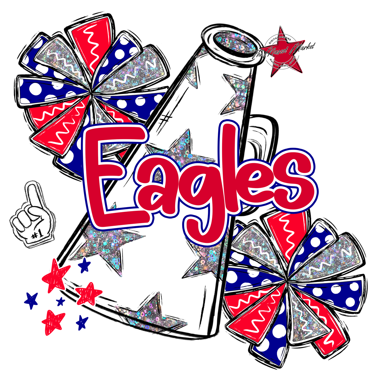 Eagles Alpha Cheer Megaphone-Blue-Red