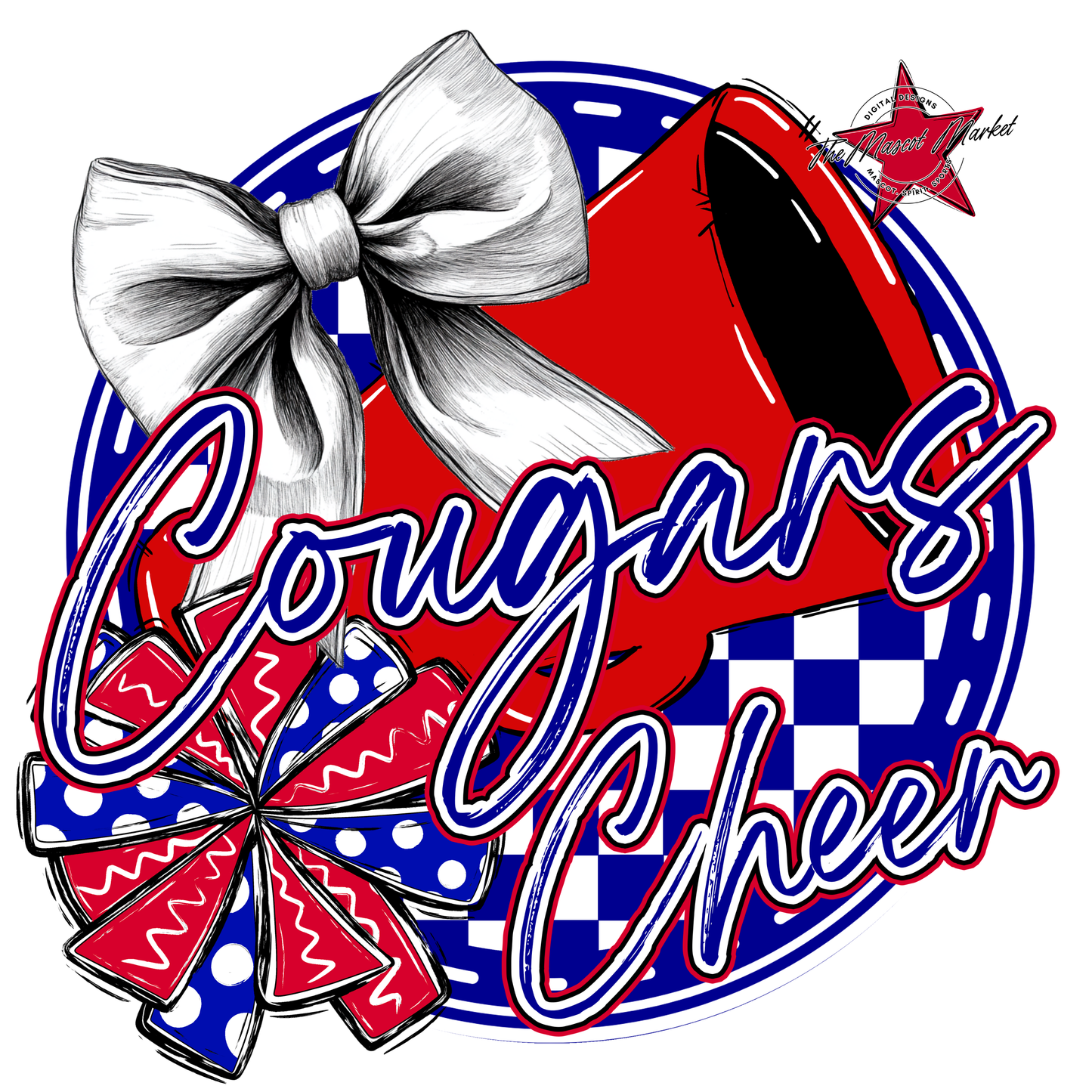 Cougars Circle Cheer Design-Blue-Red