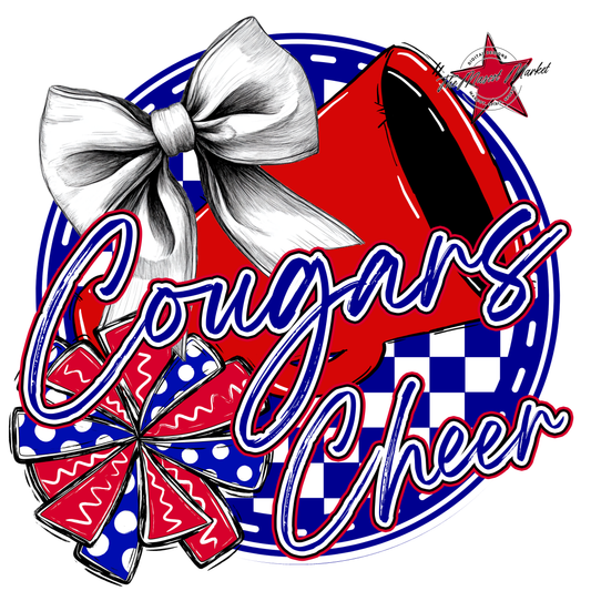 Cougars Circle Cheer Design-Blue-Red