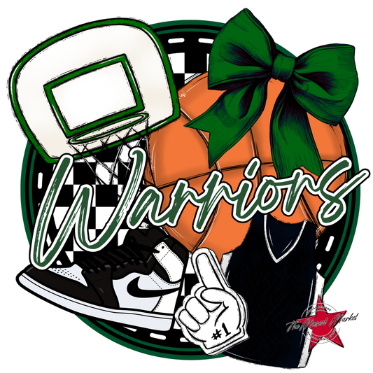 Warriors Circle Basketball Design-Green