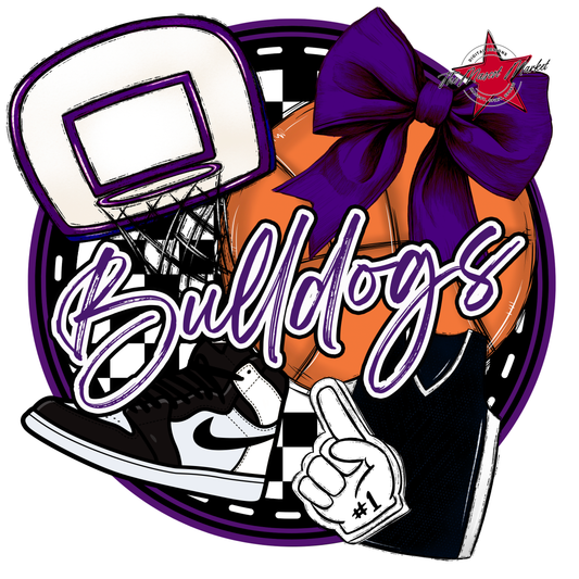 Bulldogs Circle Basketball Design-Purple