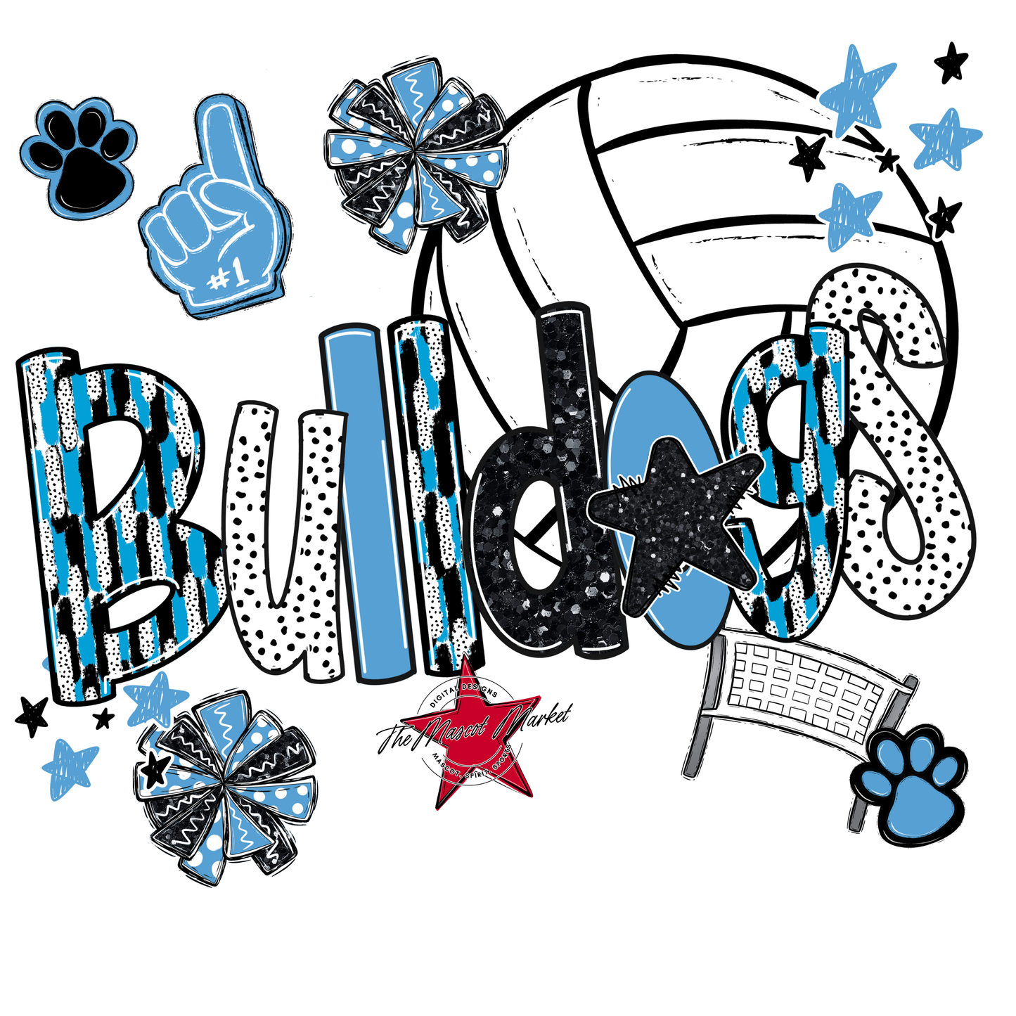 Bulldogs Volleyball Scrape-Carolina Blue