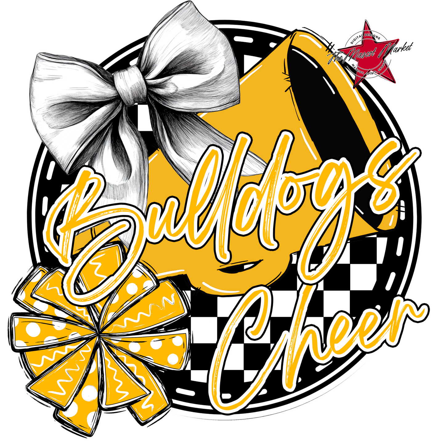 Bulldogs Circle Cheer Design-Yellow