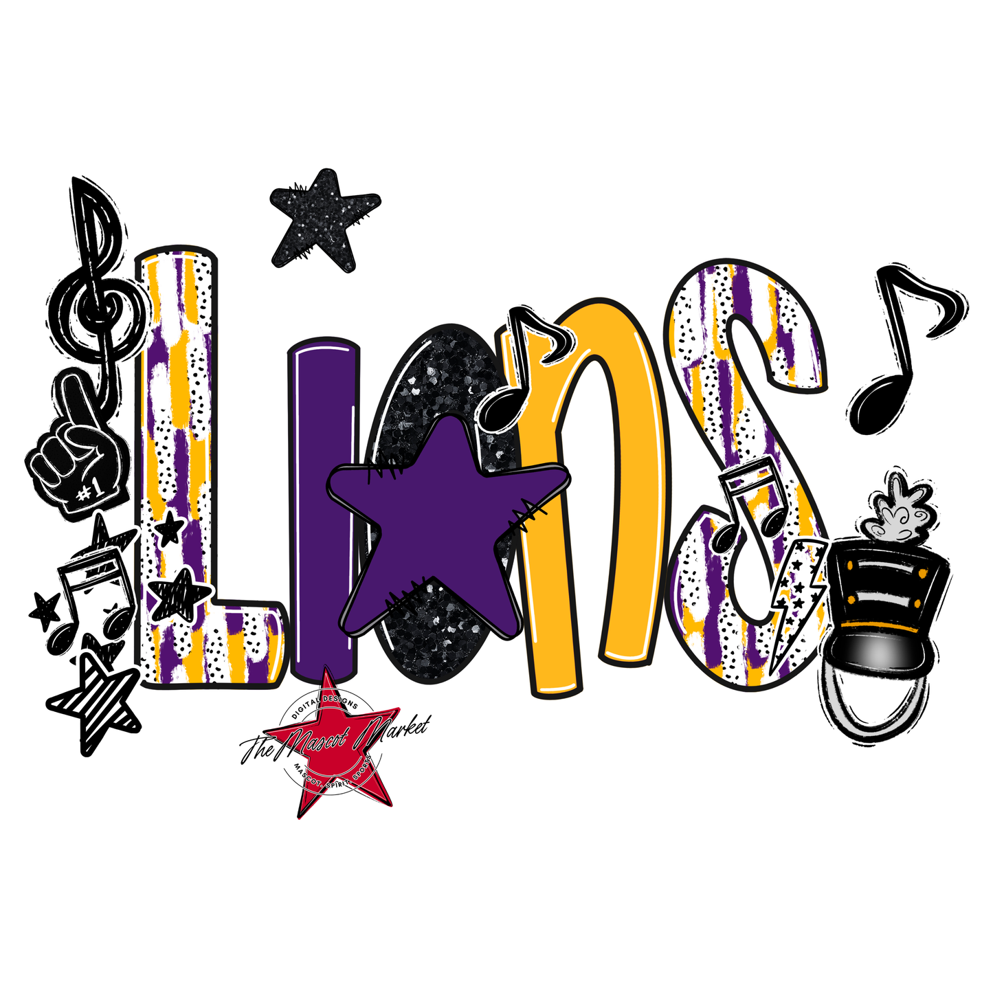 Lions Band Scrape-Purple-Yellow