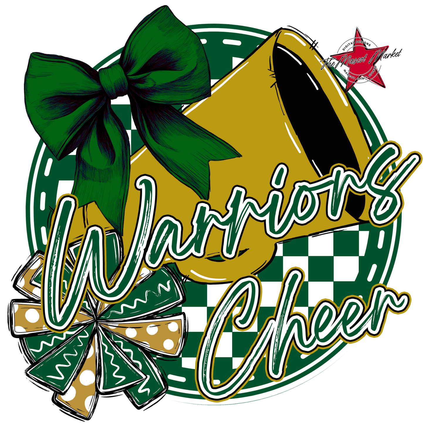 Warriors Circle Cheer Design-Green-Gold