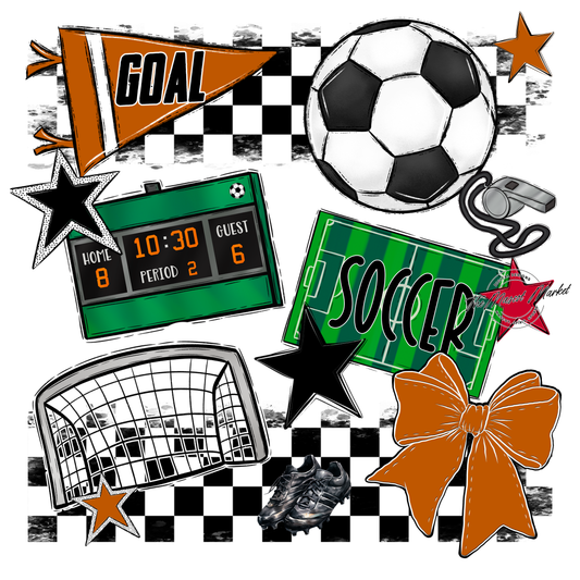 Soccer Checkers Spirit Design-Burnt Orange