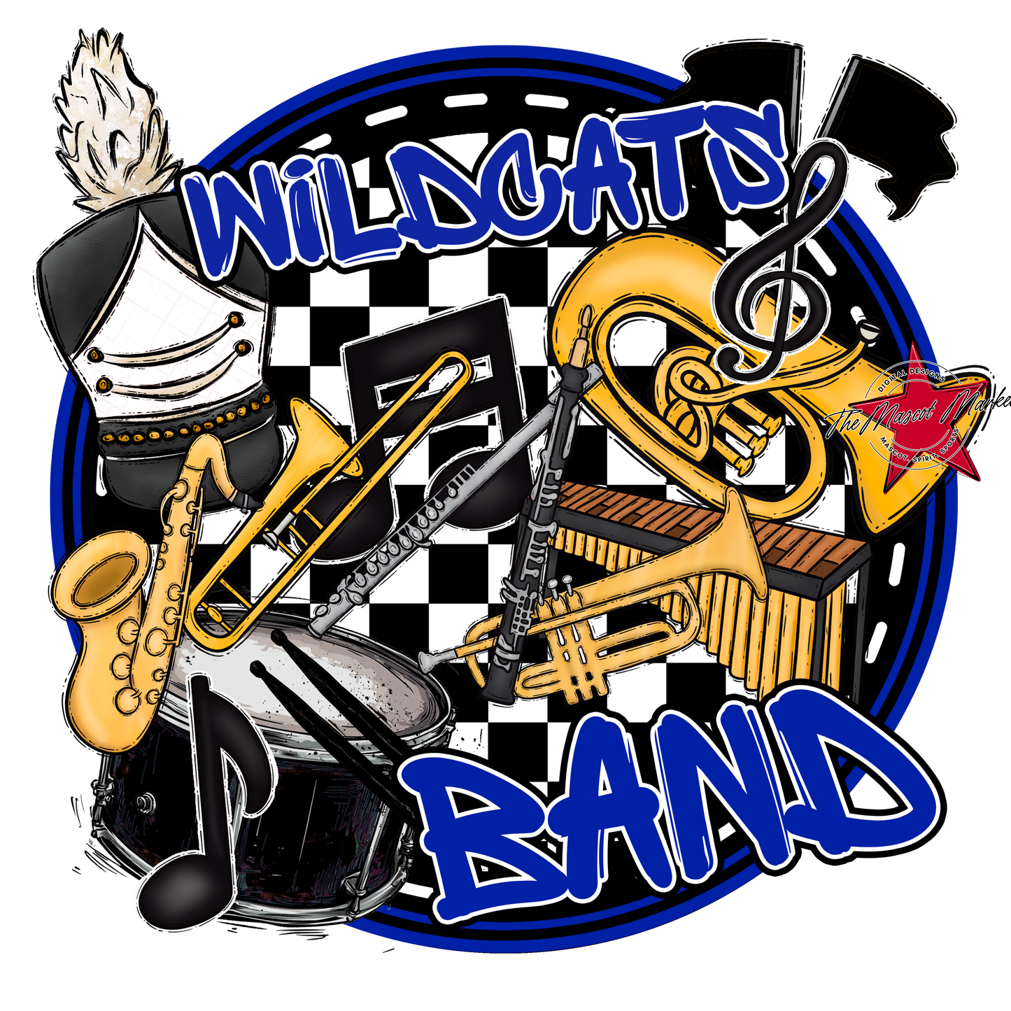 Wildcats Circle Band Design-Royal Blue