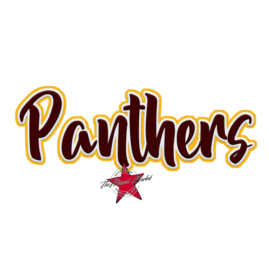 Panthers Faux Chenille Patch-Maroon-Yellow