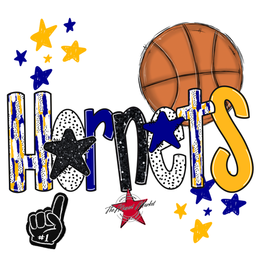 Hornets Basketball Scrape-Blue-Yellow