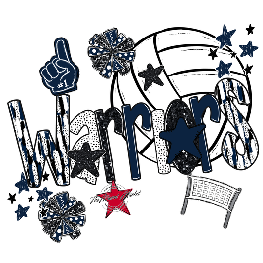 Warriors Volleyball Scrape-Navy