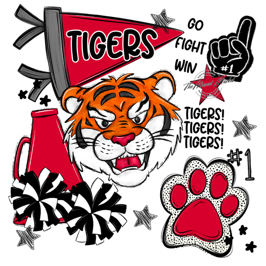 Tigers Mascot Spirit Design 2-Red