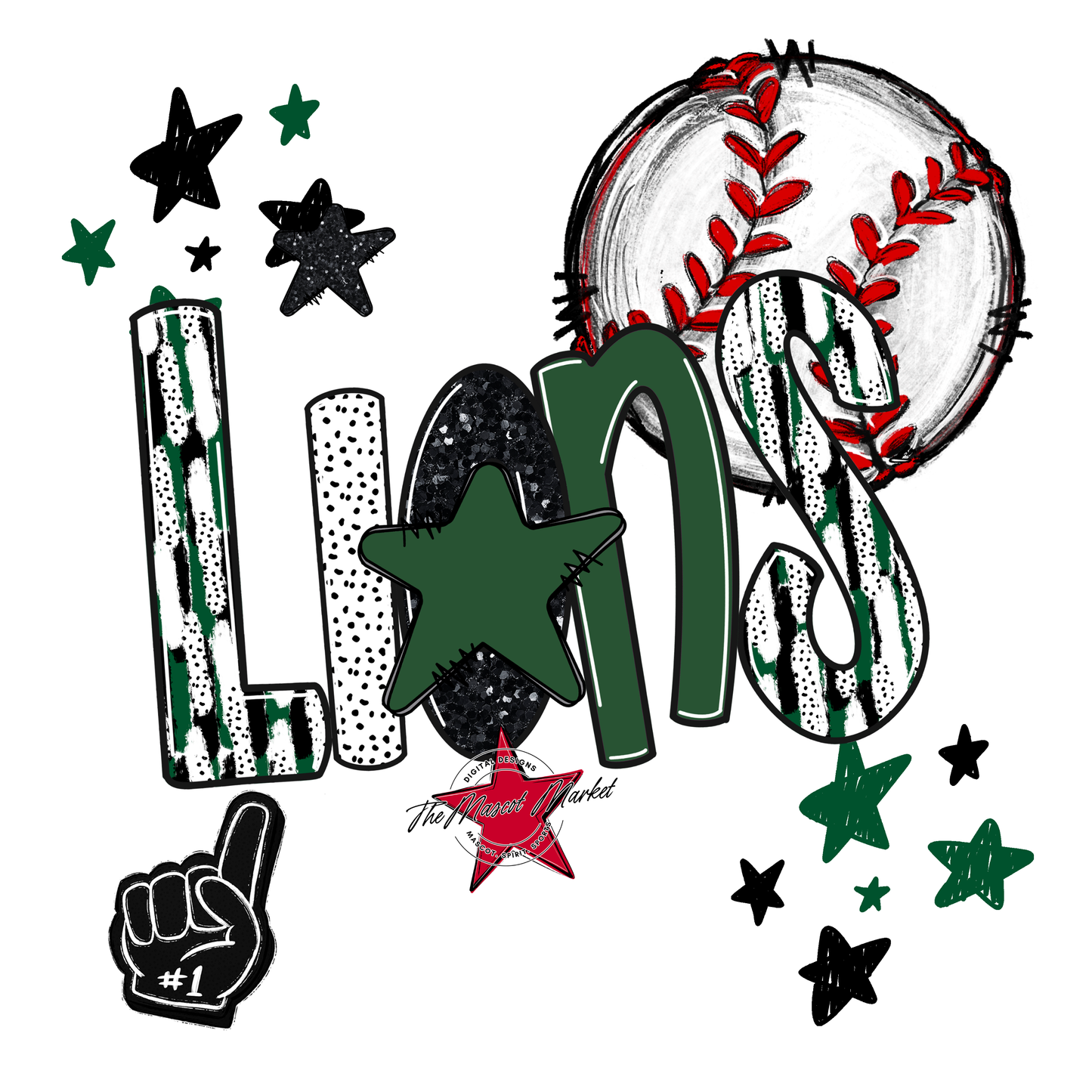 Lions Baseball Scrape-Green