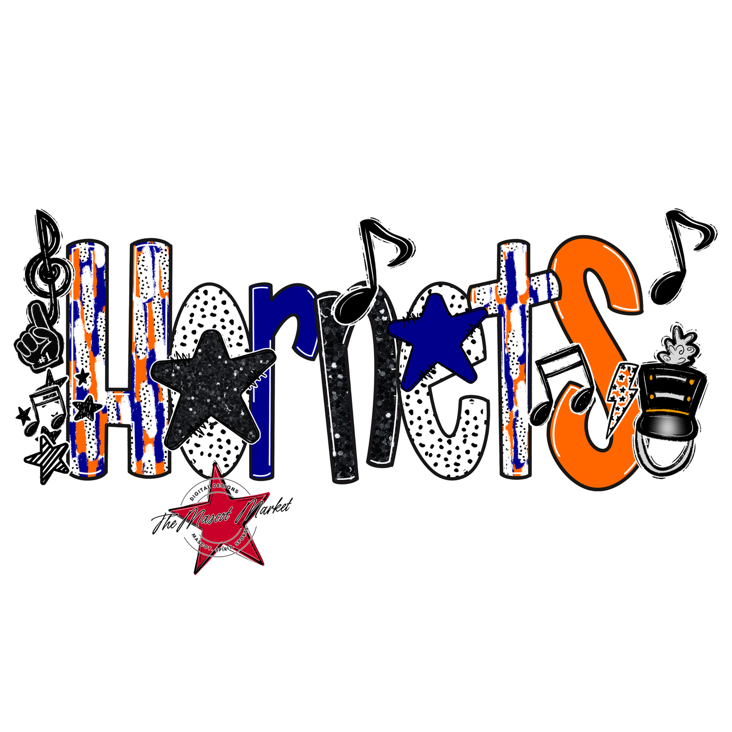 Hornets Band Scrape-Blue-Orange