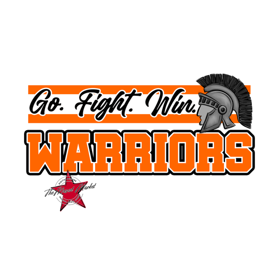 Warriors Go Fight Win Mascot Lines-Orange