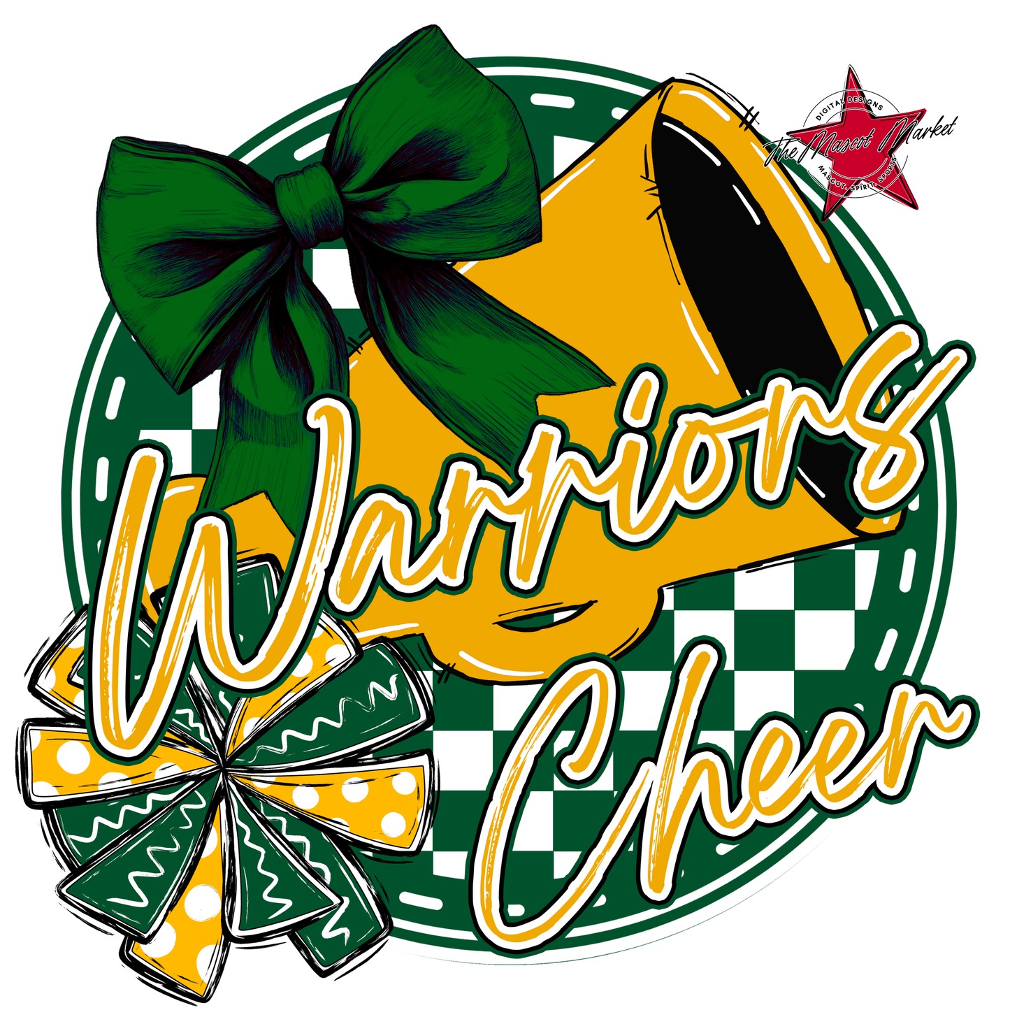 Warriors Circle Cheer Design-Green-Yellow