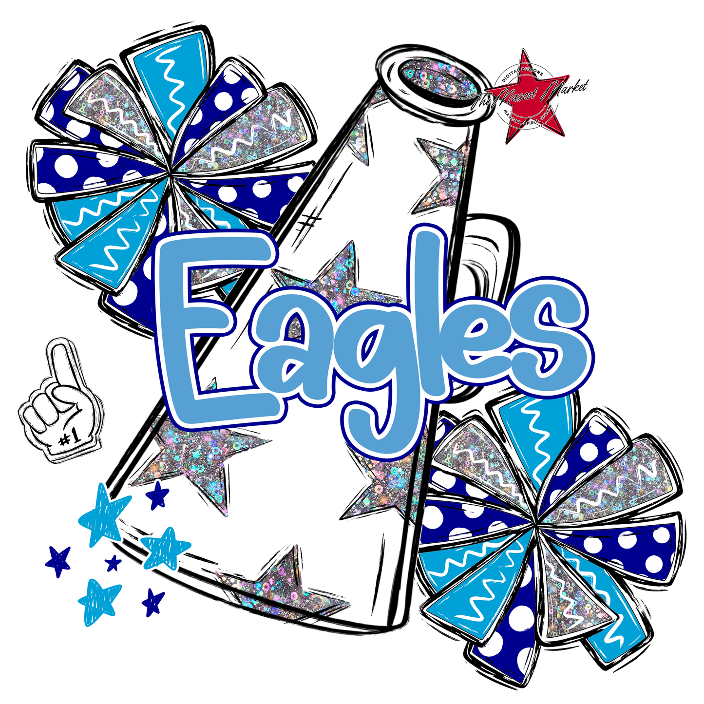 Eagles Alpha Cheer Megaphone-Blue-Carolina Blue