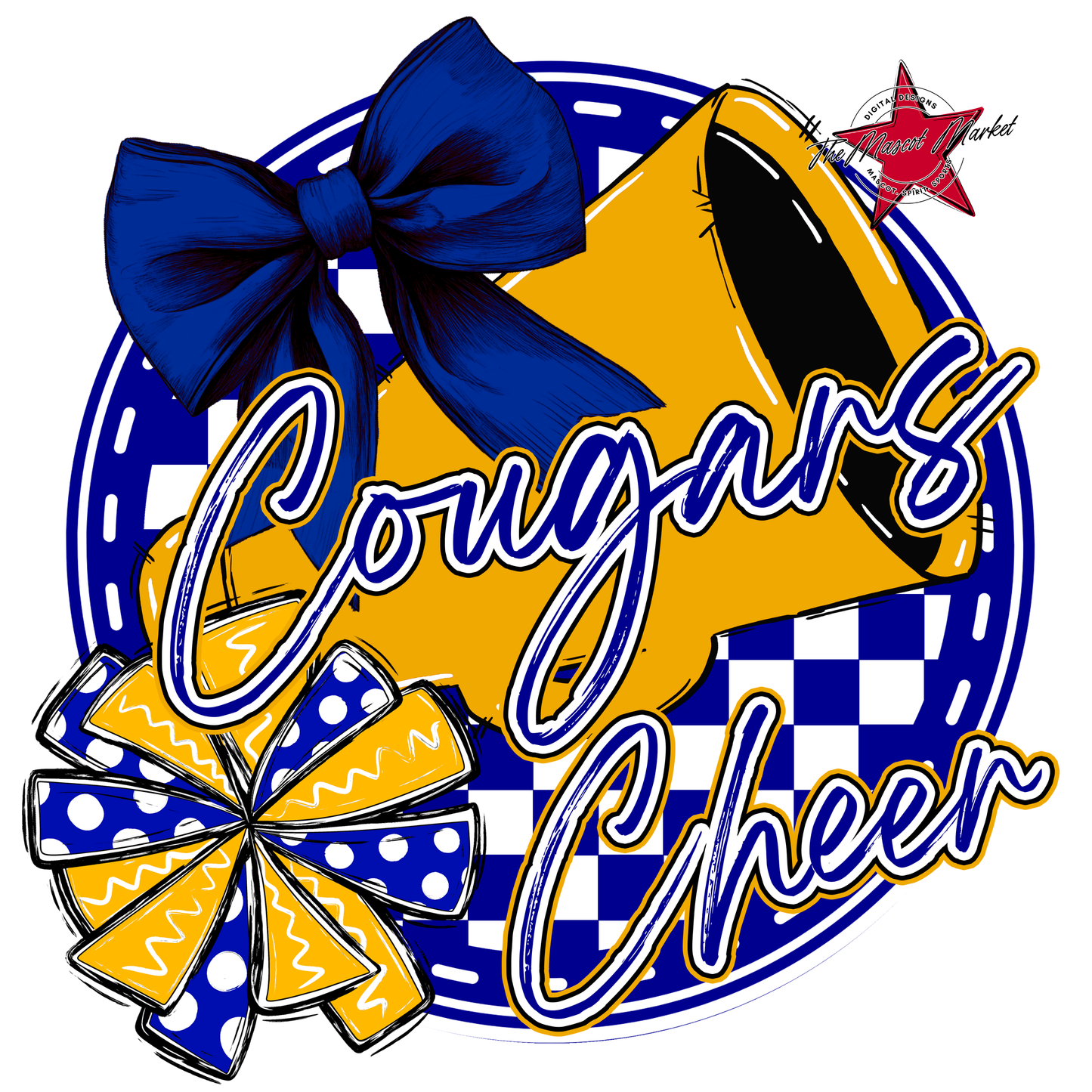 Cougars Circle Cheer Design-Blue-Yellow