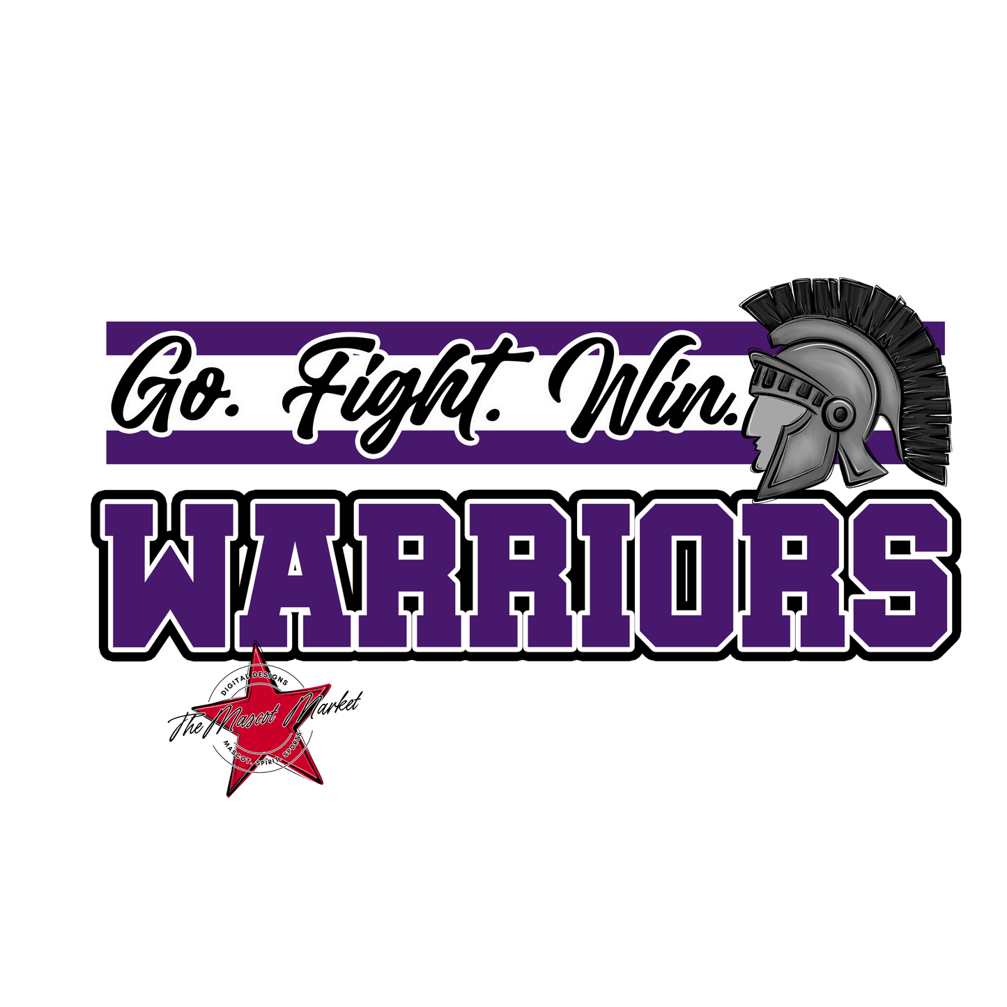 Warriors Go Fight Win Mascot Lines-Purple