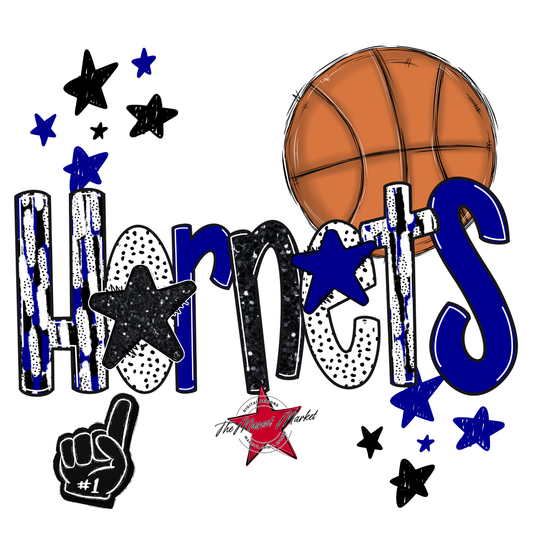 Hornets Basketball Scrape-Blue