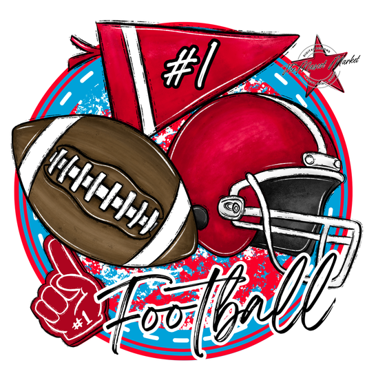 Football Circle Design-Carolina Blue-Red