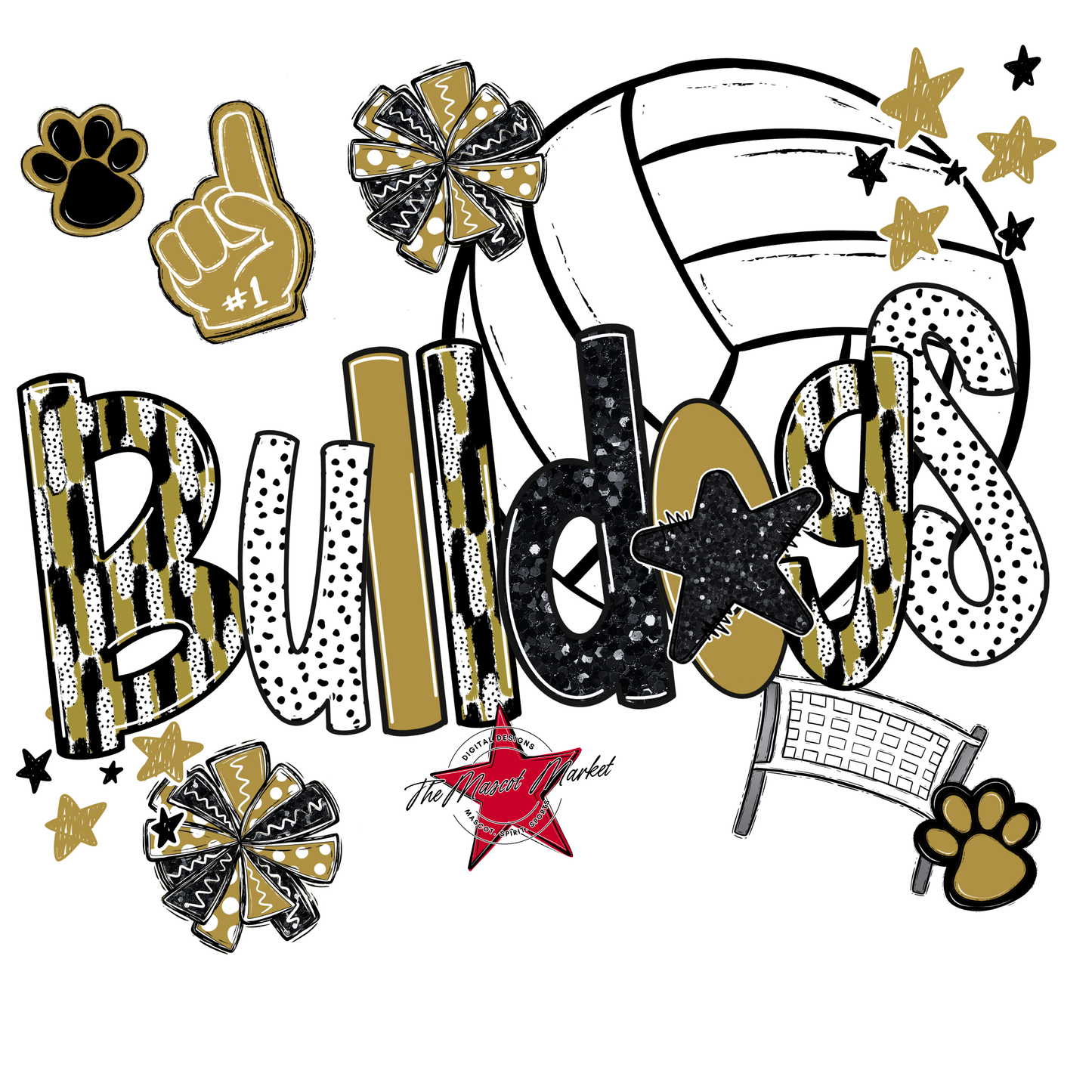 Bulldogs Volleyball Scrape-Gold