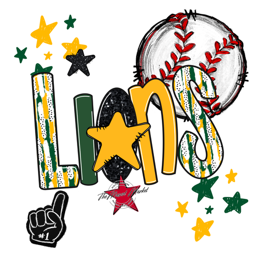 Lions Baseball Scrape-Green-Yellow