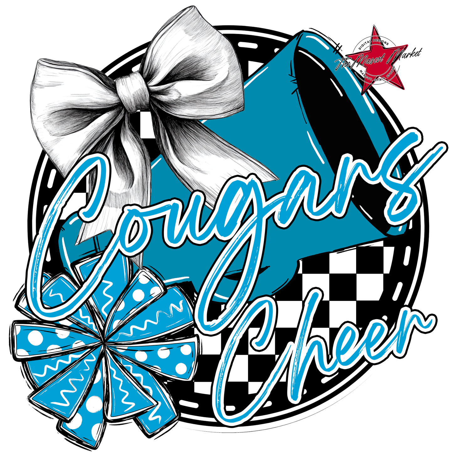 Cougars Circle Cheer Design-Carolina Blue