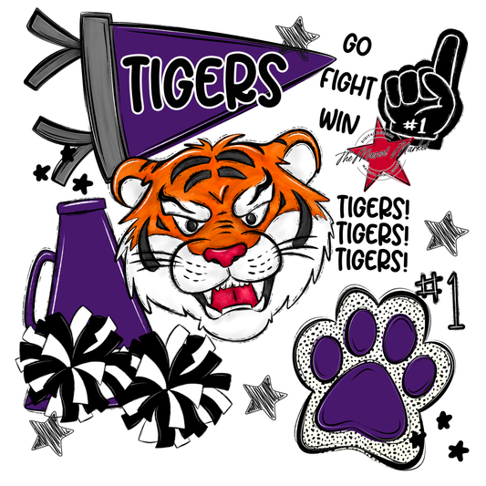 Tigers Mascot Spirit Design 2-Purple