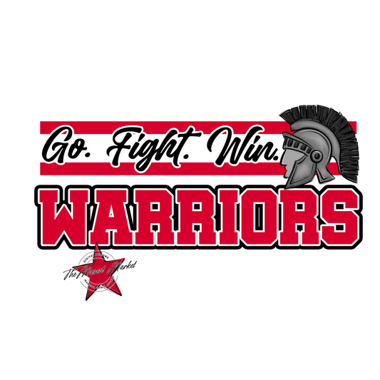 Warriors Go Fight Win Mascot Lines-Red