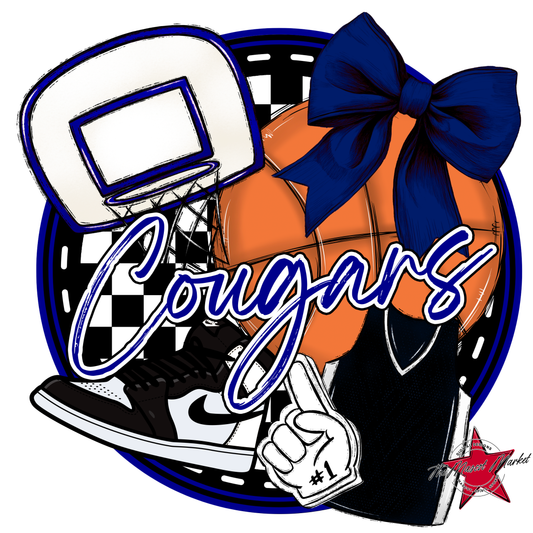 Cougars Circle Basketball Design-Blue